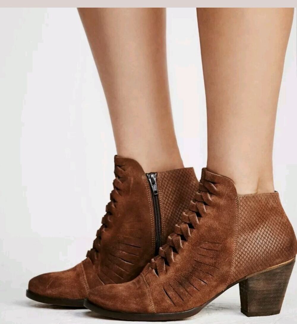 Free People Hybrid Block Heel Platform Ankle Booties Boots Womens 39 EU / 8 US